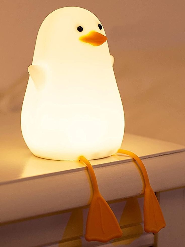 Glanciety Quirky Duck LED Night Lamp – Rechargeable Touch Light with Dangling Legs, Soft Silicone Bedside Buddy for Kids & Toddlers