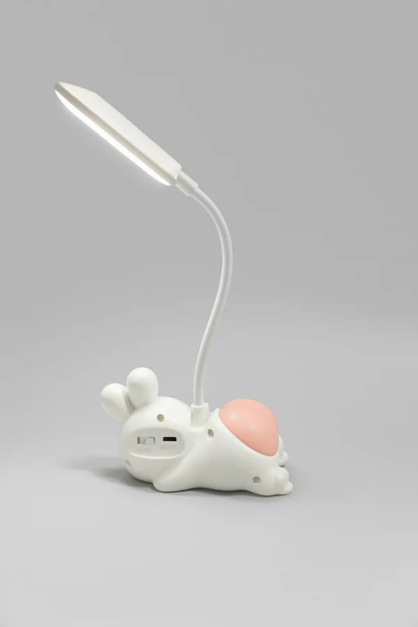 Glanciety USB Rechargeable Rabbit Desk Lamp with Flexible Neck and Night Light