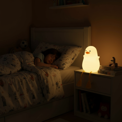 Glanciety Quirky Duck LED Night Lamp – Rechargeable Touch Light with Dangling Legs, Soft Silicone Bedside Buddy for Kids & Toddlers